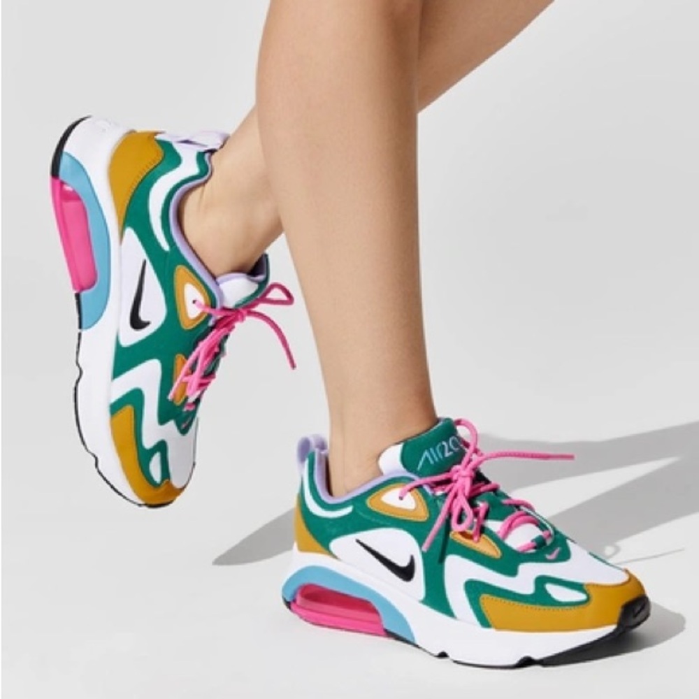 Nike Air Max 200 Mystic Green Gold Light Pink Blast Suede